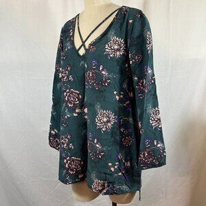 Free People Heartbeat Floral Mini Dress Emerald Green Size L